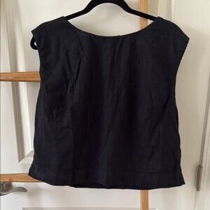 Abercrombie & Fitch Linen Blend Top Black | Size Large | Minimalist Chic